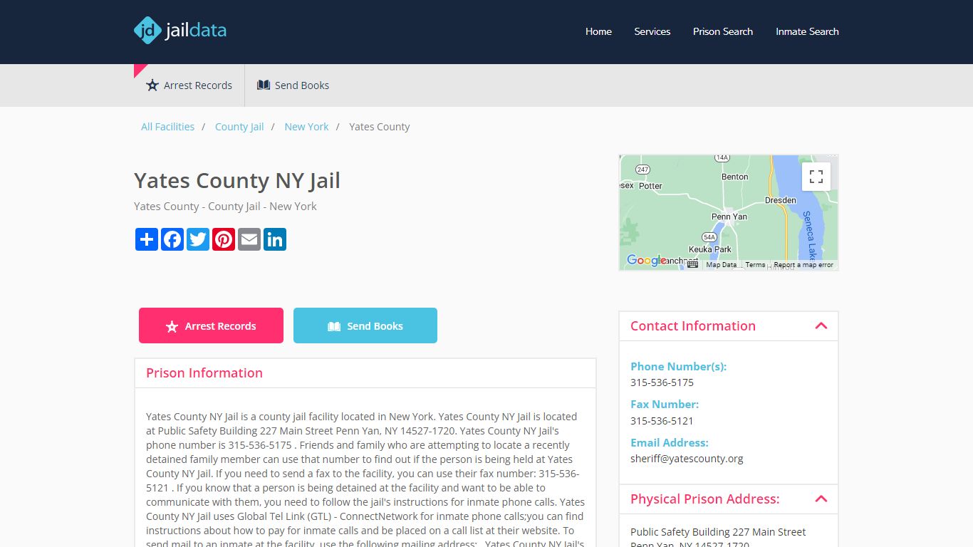 Yates County NY Jail Inmate Search and Prisoner Info - Penn Yan, NY